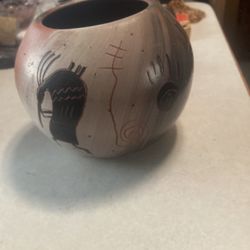 Hand Painted Navajo Pottery 6” X 5”, Signed