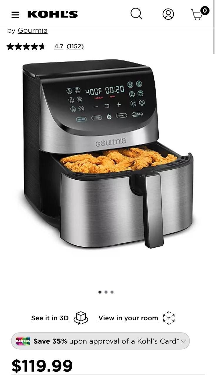 Gourmia 8-qt. Digital Stainless Steel Air Fryer