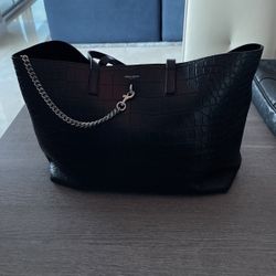 YSL Croc Embossed Shopping Tote