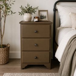 Warm Taupe 3-Drawer Nightstand / Bedside Chest