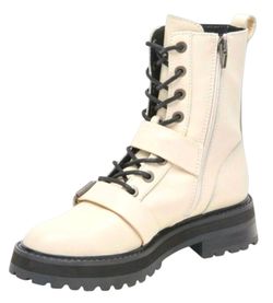 NEW Dolce Vita Ronson Combat Boots Women’s 7.5 Ivory Lace Up Lug Sole Ankle Boot