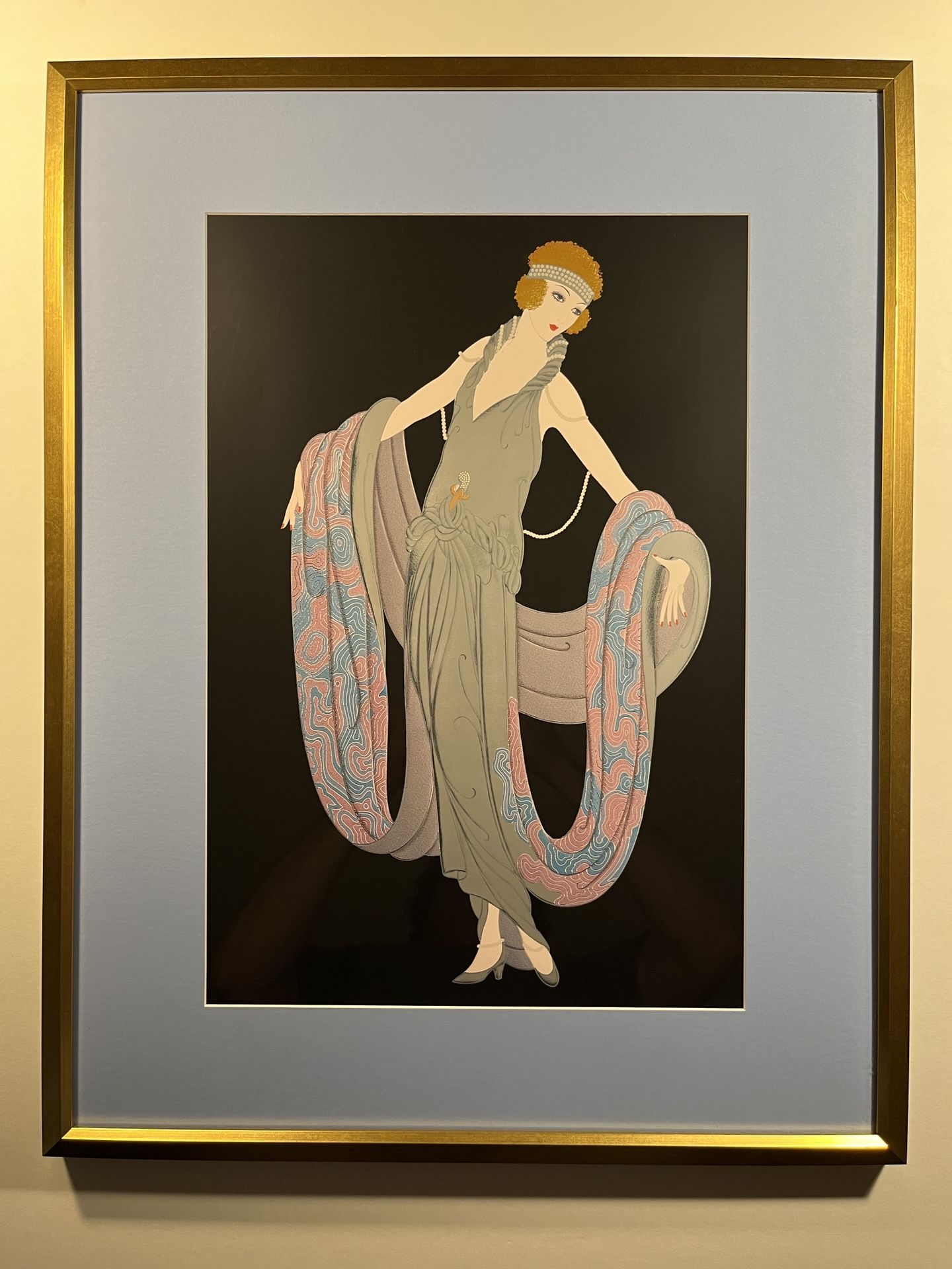1995 Art Deco Erte AKA Romain Tirtoff "Gala" Offset Lithograph Framed Print