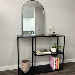 Black Metal Console Table Modern Minimal 3 Tier Narrow Entryway Table