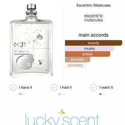 Molecule 01 Molecule 02  Molecule E01 Decants 