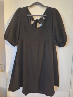 Baby Doll Style Black Backless Dress