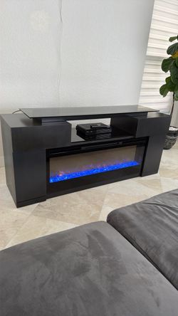 73” W x 20” D x 34” H - Concord Fireplace El dorado - Dark Grey