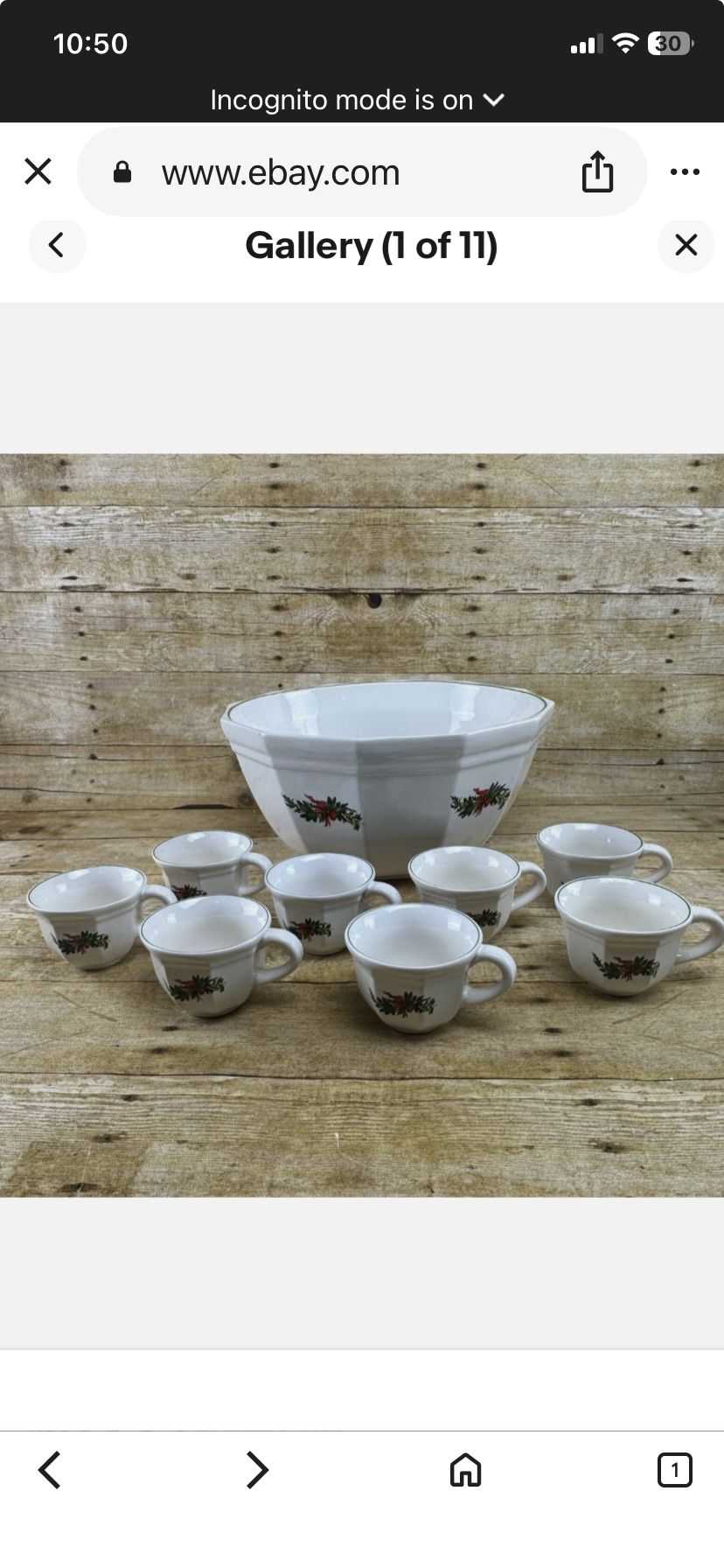 Pfaltzgraff Christmas Heritage Punch bowl Set
