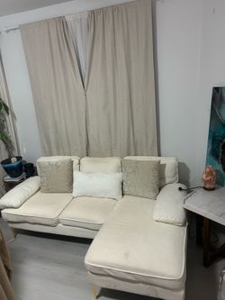 Ivory cream & gold color petite Sectional