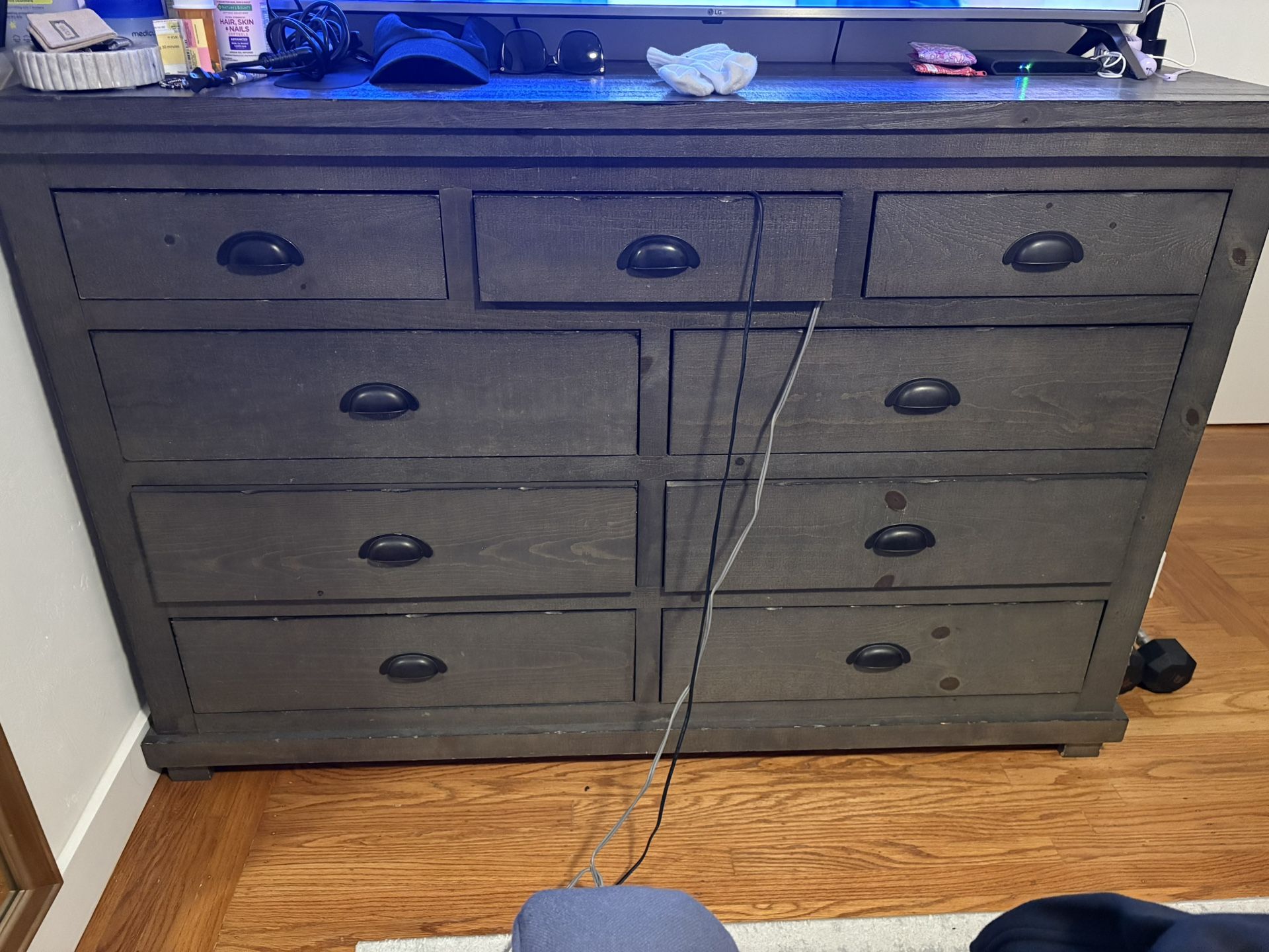 Grey Living Spaces Distressed Dresser And End Table Set