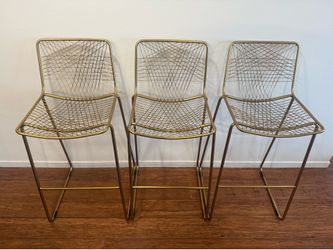 CB2 Alpha Brass Metal Counter Stools (Quantity 3)
