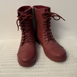 Steve Madden Pink/Mauve SlipOn Rubber Waterproof Rain Combat Boots Womens Size 8