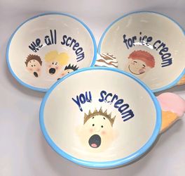 Set Of 3 Vintage 2000 We All Need Ice Cream Bowls No Chips No Dings No 4th Bowl