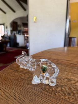 Vintage Waterford Baby Elephant Sculpture Figurine | Raised Trunk for Luck | Leaded Crystal Paperweight