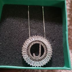 Sterling Silver Letter J Pendent And Chain