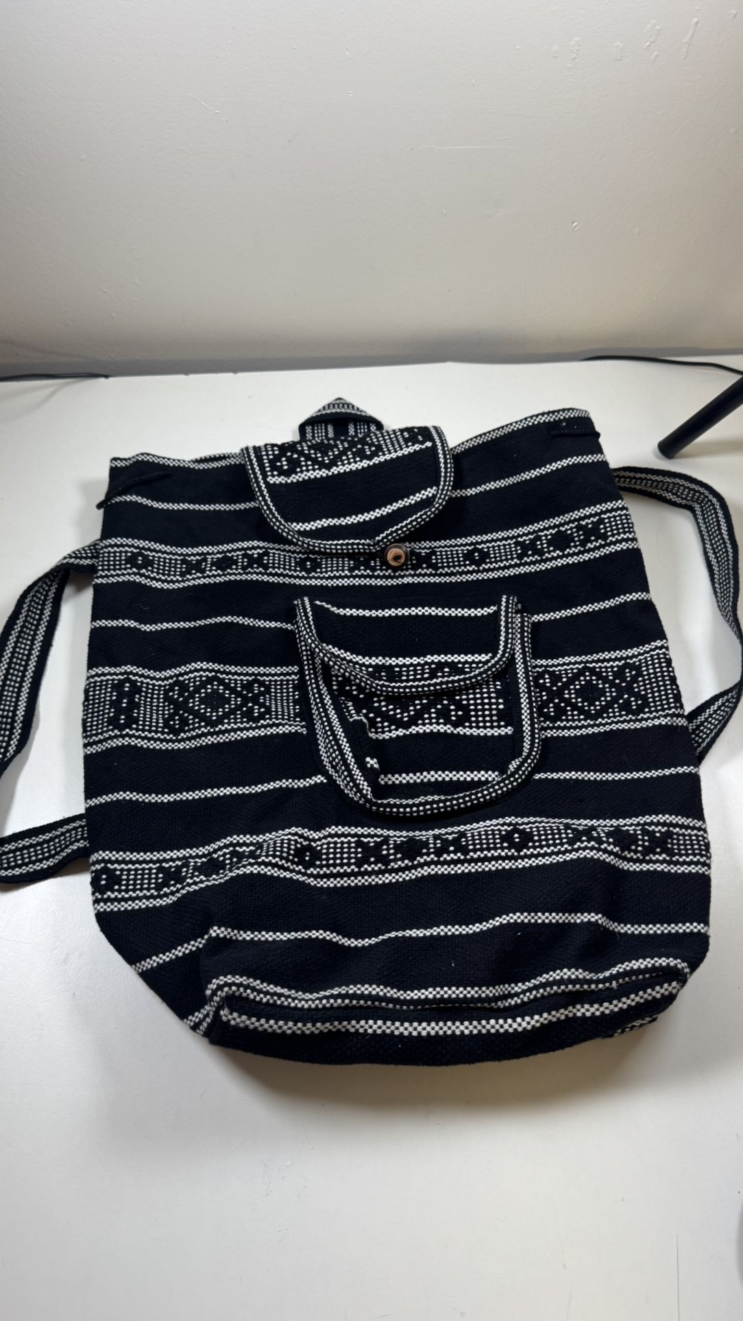 Aztec looking backpack made of cloth