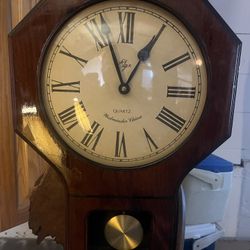 Elgin Westminster Chimes Regulator Quarts Wall Clock walnut Tested Read