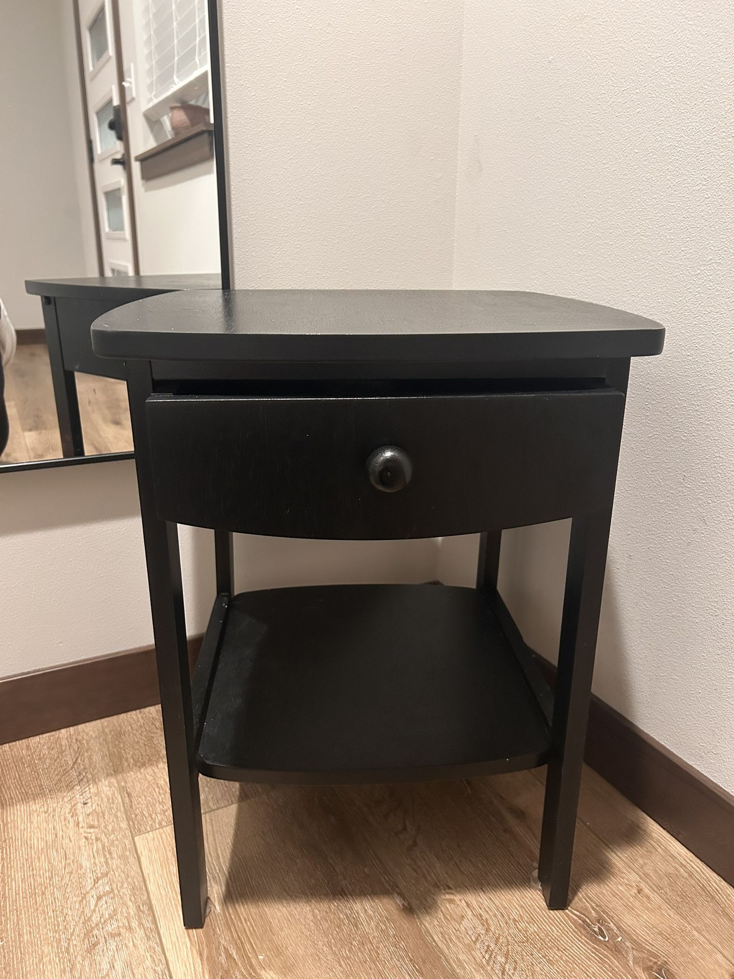 Black Wooden Side Table With Drawer
