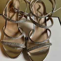 NINA WOMENS SILVER RHINESTONE 7M
