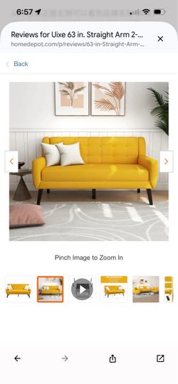Uixe 63 in. Yellow Tufted 2-Seat Sofa
