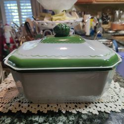 1950's Vintage Cast Iron Enamel Klafrestrom Rectangle Casserole Dish &  Lid 

