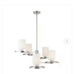Smart bulb compatible. Set Of Two Lighting Fixtures (3 lights and 5 lights). We had one in the entry way and one in the nook. Best reasonable takes bo