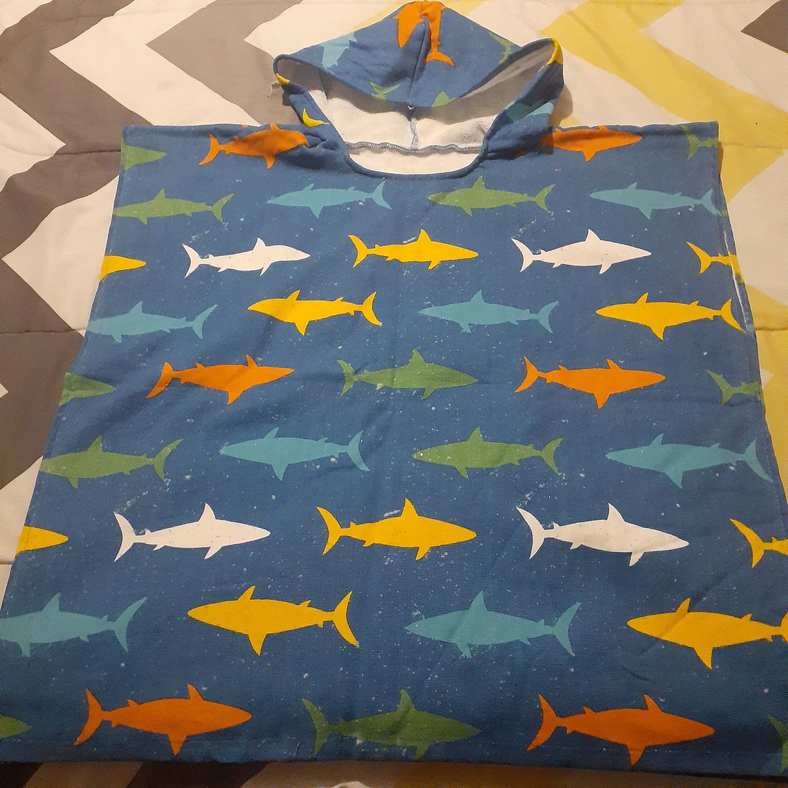 Shark beach towel with hood
