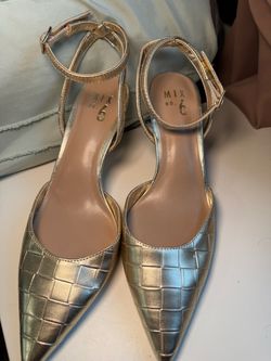 Mix No. 6 Gold Pointed-Toe Ankle Strap heel