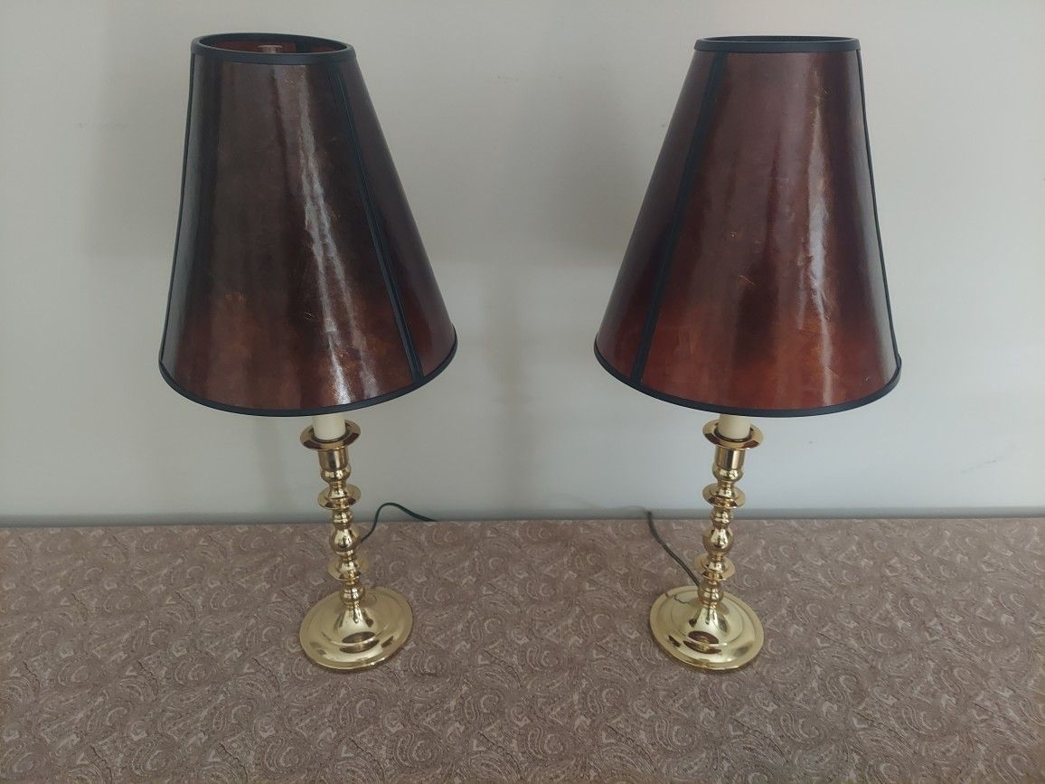 Pair of Vintage Baldwin Brass Candle Stick Lamps.