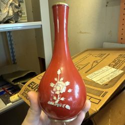 Vintage Red Japanese Bud Vase