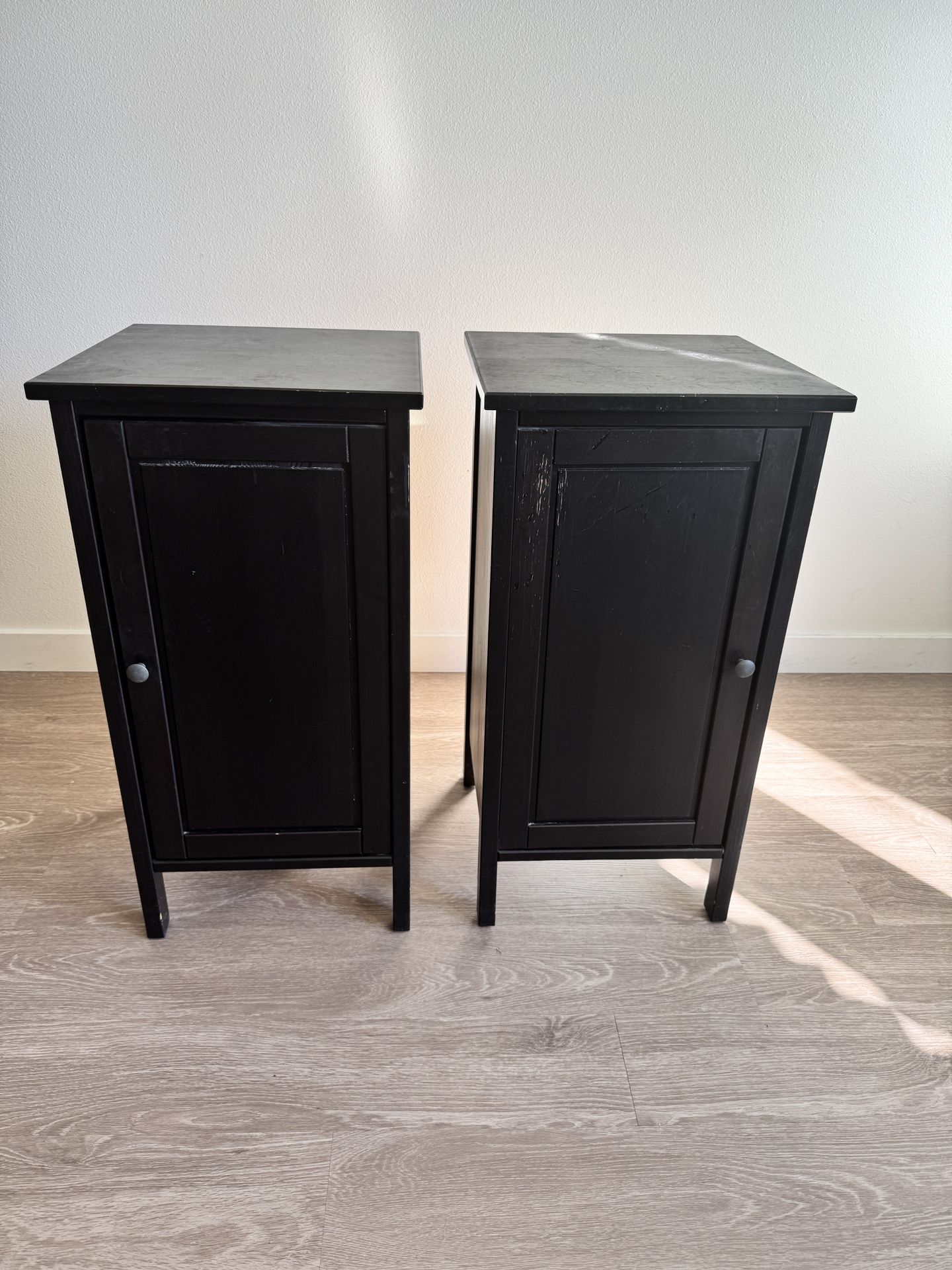 Black Wooden Side Tables / Nightstands – Set of 2