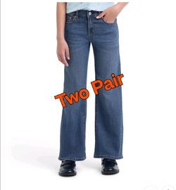 Two Brand New Pair Levi Jeans Girls Sz 10 - Wide Style, Adjustable Waist