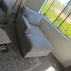 Crate & Barrel Axis Chaise Lounge in Nickel (Like New)