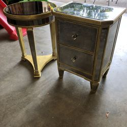 Mirrored side Table & Accent Table Pair 