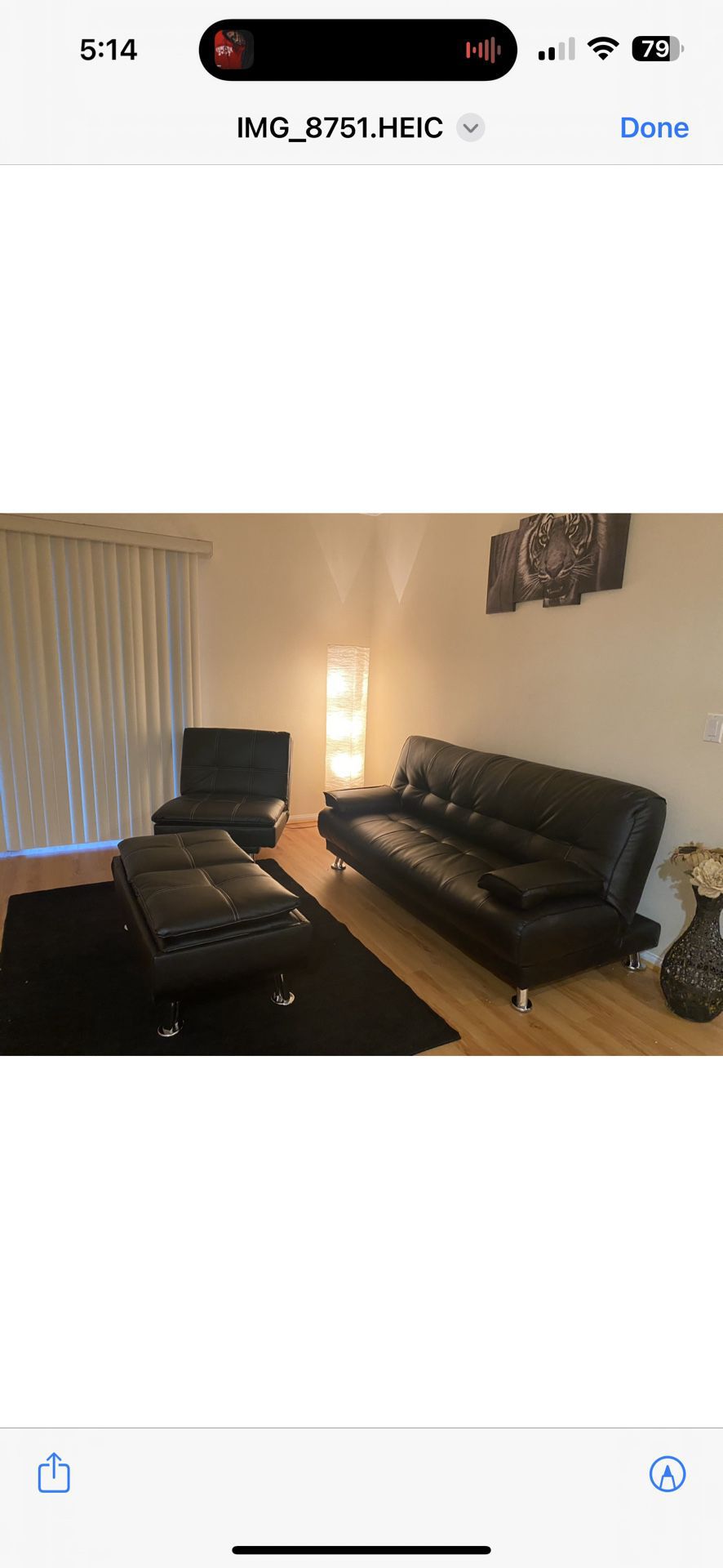 Black Futon Couch Chair ONLY