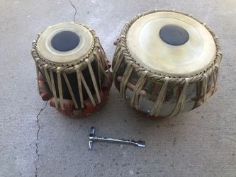 Wood Tabla Set Silver Color - a Musical Instrument