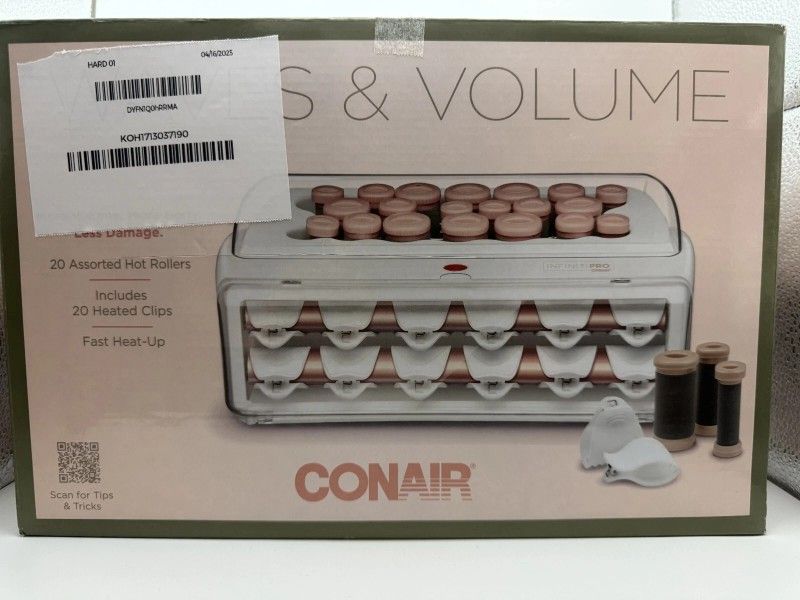 Conair Waves And Volume Ceramic Infused 12 Flocked Hot Rollers Styler Clips Incl