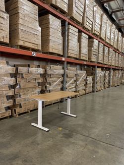 Brand New ErgoArt Electric Standing Desk, 55x28,Maple Tops + White Memorized Controller Legs 