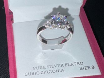 Pure Silver Plated Cubic Zirconia Size 9