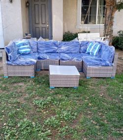 Brand new patio sofa set additional coffee table included six piece couch set plus two coffee tables eight piece patio furniture set outdoor patio fur