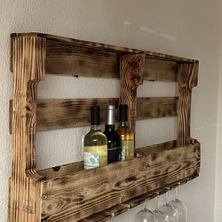 Custom Burnt Finish Wine / Liquor Rack With Top
