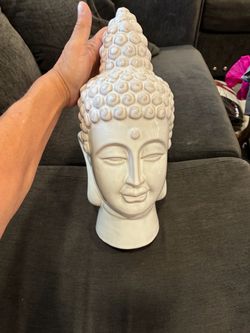 White Ceramic Buddha Head Statue