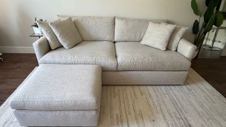 Crate & Barrel Lounge Deep 93” Sofa + Matching Ottoman - Like New
