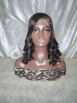 Honey Brown Highlights human hair wig
