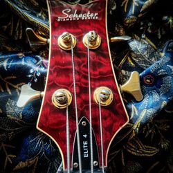 Schecter elite neck through four string bass with EQ 4 string and gig bag