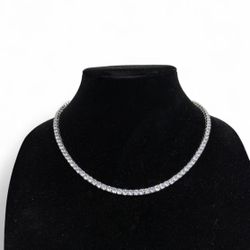 18inch 4mm unisex Silver plated cubic zirconia tennis necklace