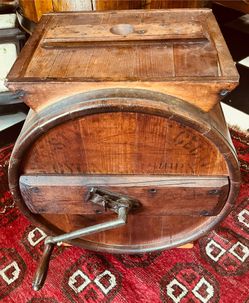 Antique Farmhouse Handcrafted Wooden  Butter  Churn.