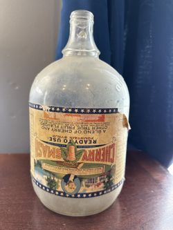 Vintage Cherry Smash Glass Bottle with Original Label – Rare Find