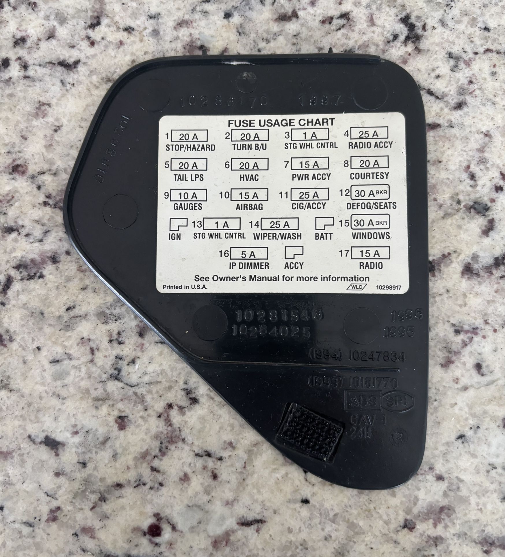 99-02 Camaro Firebird Dash Door Fuse Box Panel Cover OEM GM