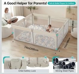 Doradotey 8-Panel Foldable Baby Playpen