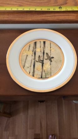 Art of Chokin 10in, 24K Gold Edged Rim Plate